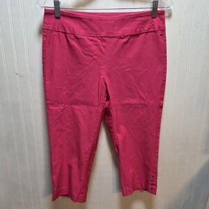 Glimpse Capri Pants Womens 10P Pink Ponte Stretch Pull On Crop Slit Casual
